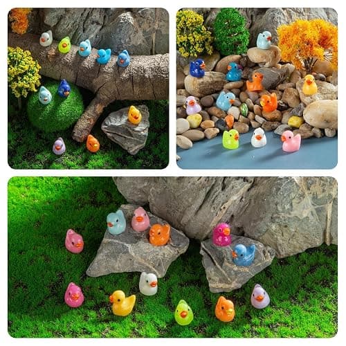 Diinokiy 200 Pcs Mini Resin Duck Colorful Miniature Figures Micro Fairy Garden Landscape Aquarium Hide and Seek Dollhouse Cake Decoration Potted Plants DIY Slime Craft Charms for Party Toys Game Gift thumbnail 6