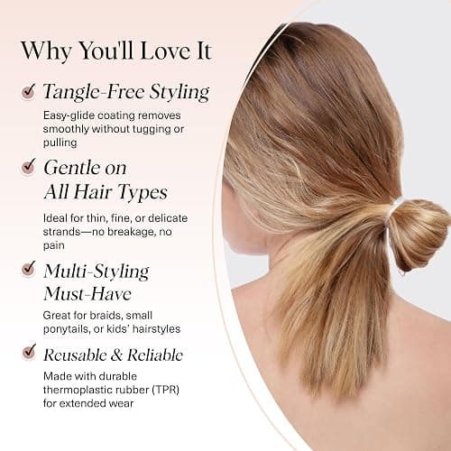 Kitsch Hair Ties No Damage for Kids, Teens and Women - Rubber Bands for Hair Styling | No Snag Hair Elastics | Daily Hair Accessories | Ideal Gifts for Women - 500pcs (Clear) thumbnail 3