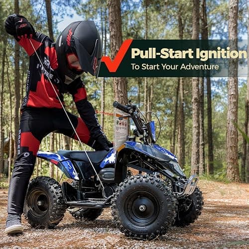 FRP FA40 Sahara Teens Gas ATV,40CC 4-Stroke Mini Gas 4-Wheeler for Teens, Front & Rear Disc Brakes, Speed Control, Up to 143 lbs Weight Capacity, Blue thumbnail 2
