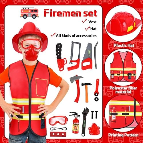 Deekin 5 Sets Kids Dress up Costumes, Toddler Dress up Clothes for Boys Girls, Community Helpers Construction Worker Police Firefighter Doctor Surgeon Pretend Outfits for Ages 3–7 thumbnail 4