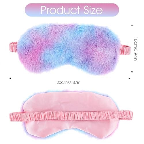 2 Pack Plush Sleeping Eye Mask Soft Plush Eye Mask Fuffy Eye Cover Comfortable Sleep Mask Blindfold Rainbow Faux Fur Eye Shade for Women, Men and Kids Travel Nap Sleeping thumbnail 2
