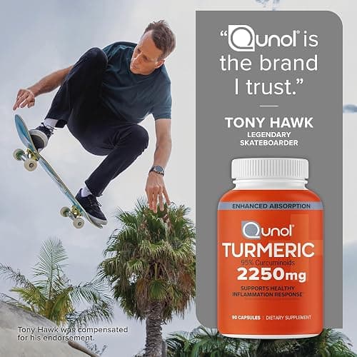 Qunol Turmeric Curcumin 2250mg, Black Pepper Extract for Enhanced Absorption, Supports Healthy Inflammation Response and Joint Health, Dietary Supplement, Vegetarian Formula, 90 Capsules thumbnail 10
