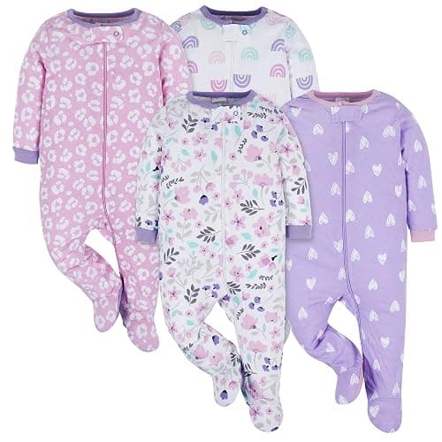 Onesies Brand baby-girls 4-pack Sleep 'N Play Footies Multi Pack - 0-3 Months - Rainbows - Image 1