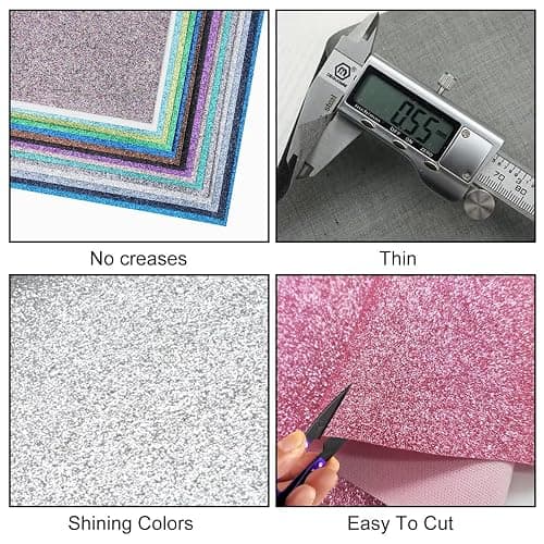 32 Colors 8X6 Inches Glitter Faux Leather Fabric Sheets for Leather Bows, Earring, Jewelry Making, Sewing, Shoe Making and Craft Making thumbnail 4