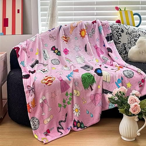 BELVED MIME Music Themed Blanket,Music Album Fleece Throw Blanket for Girls Teens,Taylor Inspired Blankets and Throws for Sofa Couch Bed,Gifts for Girls Women Music Singer Lovers Fans 60"x 50" thumbnail 2