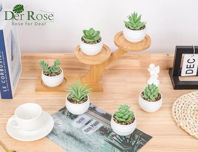 Der Rose 6 Pack Fake Plants Small Realistic Succulents Plants Artificial for Home Room Decor Indoor thumbnail 4