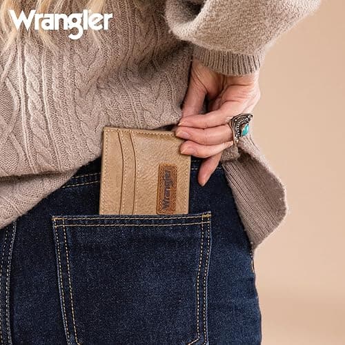 Montana West X Wrangler Womens Wallet Small Credit Card Holder Minimalist Rfid Card Wallet for Ladies Female - Graceful-Khaki thumbnail 3
