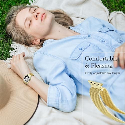 Waterproof Stainless Steel Milanese Band with Case Compatible for Apple Watch 38mm 40mm 41mm 42mm 44mm 45mm 46mm 49mm Women/Men,Magnetic Strap for iWatch Series 11 10 9 8 7 6 5 4 3 2 1 SE SE3 Ultra2/3 thumbnail 6