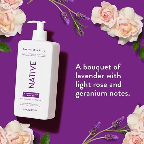 Native Body Lotion Contains Naturally Derived Plant-Based Moisturizers for Women and Men | Restores Dry Skin, Lavender & Rose, 16.5 fl oz thumbnail 4