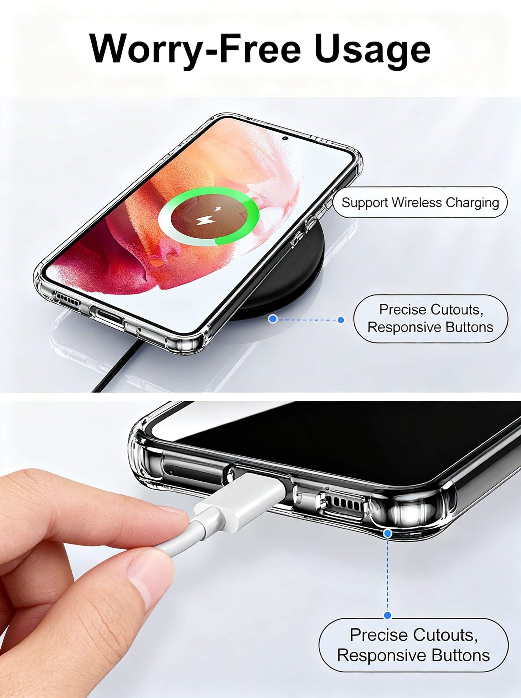 for Samsung Galaxy S21 Case Clear [Anti-Yellowing] [Military Grade Drop Protection], Areaphmet Shockproof Hard PC +Soft TPU Back Phone Case for Galaxy S21 Case - Clear thumbnail 3