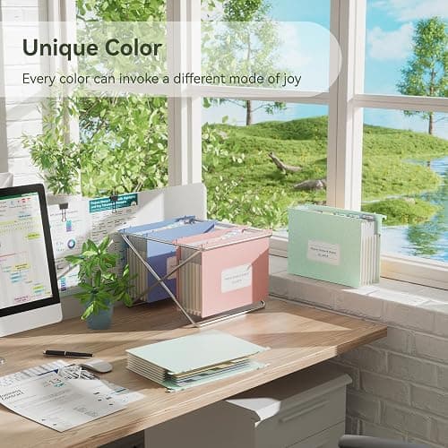 Wheat Straw Expanding Hanging File Folders, File Organizer, 1.2" Accordion Pockets, Large Capacity, Letter Size for Filing Cabinet, 100% BPA Free, Return to Nature, Healthy Living-Mint Green thumbnail 4