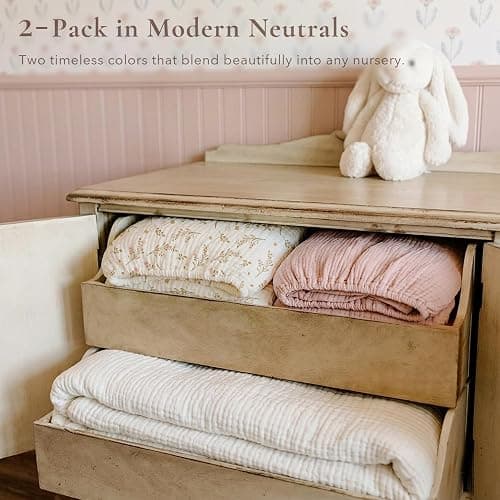 Konssy Muslin Crib Sheets for Girl Boy, 2 PCS Soft and Breathable Cotton Baby Sheets for Standard Crib Mattress, 52"x 28" (Floral, Pink) thumbnail 7