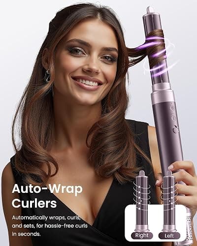 MESCOMB Dual Voltage Hair Dryer Brush - 5 in 1 Hair Styler for Travel | Drying, Curling, Straightening and Volumize with Auto-Wrap Curlers for Europe & Worldwide Use (100V–240V) Gift for Women thumbnail 3