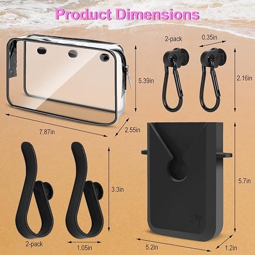 Sznauy 6PCS Compatible with Original Medium and Large Bogg Bag,Phone Holder for Inside and Outside of Bogg Bag Accessories,PVC Insert Bags,Hooks,and Keychain(Black) thumbnail 7