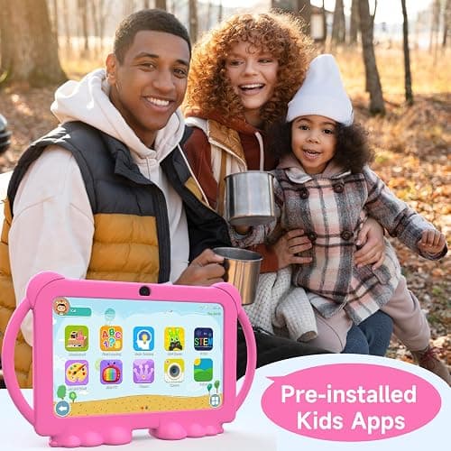 PEICHENG Kids Tablet 7 inch Android 12.0 for Toddler, 4GB RAM 32GB ROM Bluetooth IPS Screen Parental Control Dual Camera Shockproof Case for Educational Games, (Pink) thumbnail 6
