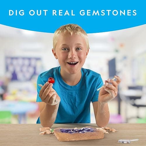 NATIONAL GEOGRAPHIC Mega Gemstone Dig Kit – Dig Up 15 Real Gemstones and Crystals, Science Kit for Kids, Gem Digging Kit, Gift for Girls and Boys, Mining Kit, Rock Collection thumbnail 2