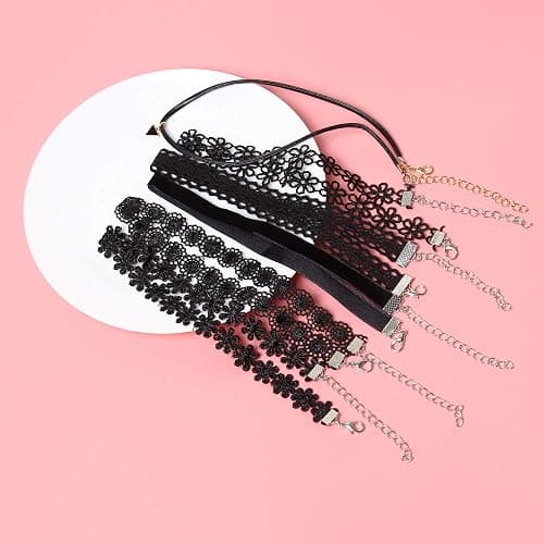Maxforever 6 PCS Necklaces Black Velvet Choker Set Classic Gothic Tattoo Lace Chokers thumbnail 4