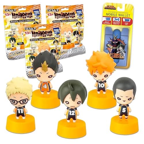 Haikyuu Blind Bag Party Favors 3 Pack - Bundle with 3 Haikyuu Keychain Mini Figurines Plus Phone Wallet | Haikyuu Mini Figures - Image 1