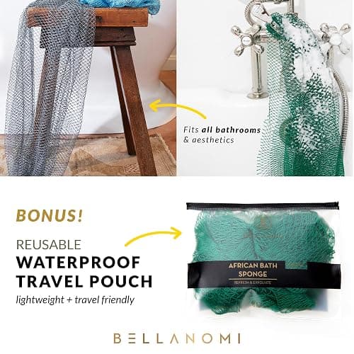 BELLANOMI African Exfoliating Net Sponge, Authentic, Ethically sourced from Nigeria, 45 inches Long, Back Scrubber for Daily use (Lilac) thumbnail 8