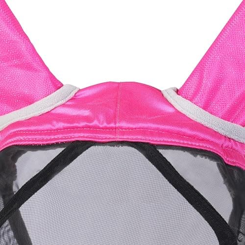 Harrison Howard CareMaster Pro Luminous Horse Fly Mask Large Eye Space Long Nose with Ears UV Protection for Horse Flamingo (L; Full Size) thumbnail 5