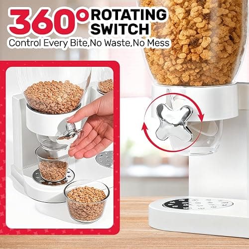 Adorabby Triple Cereal Dispenser Countertop 2L, Airtight Cereal Containers Storage, Large Capacity Total 6L for Kitchen Pantry, Rotating Dry Food Dispenser for Candy, Nut, Coffee Beans, White thumbnail 3