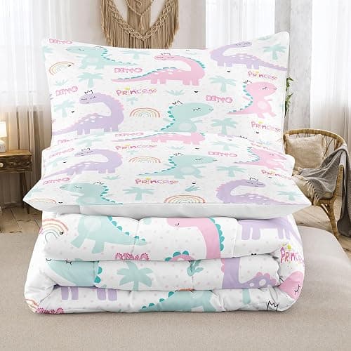 NINENINE Girls Comforter Sets Full,Dinosaur Bedding Sets Full Size,Comforter Sets for Girls,Princess Bedding Set Cute Bed Sets with Pillowcases thumbnail 3