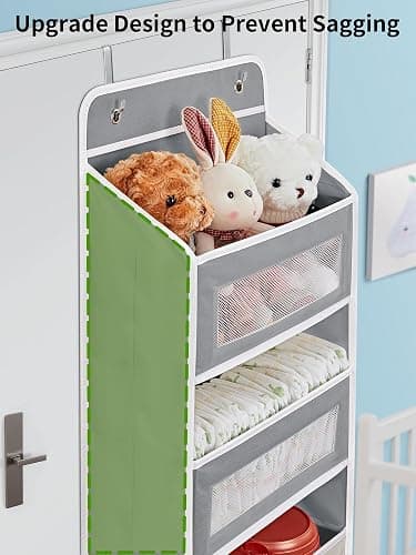 JARLINK Over The Door Organizer Storage, 5 Shelf Hanging Door Organizer with 5 Large Capacity Pockets, Anti Tilt 44 lb Load Behind Door Storage for Bedroom, Bathroom, Pantry, Nursery, (Grey) thumbnail 4