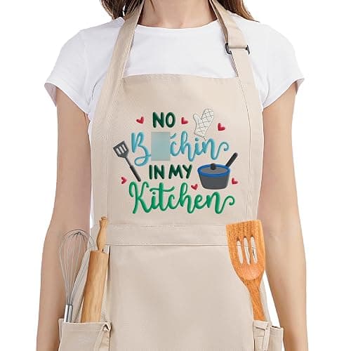 Fairy's Gift Funny Cooking Aprons for Women, Cute Embroidered Womens Kitchen Apron w/Pockets for Cooking Baking - Thanksgiving Christmas Bday Baking Gifts for Mom Wife Grandma Baker Daughter Chef Her - Image 1