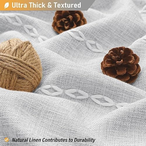 BTTN Gray Boho Farmhouse Shower Curtain, Linen Rustic Weighted Striped Fabric Shower Curtain Set with Tassel, Water Repellent, Bohemian Vintage Country Cloth Shower Curtain for Bathroom, Grey, 72x72 - Grey - 72"W x 72"L (Pack of 1) thumbnail 4
