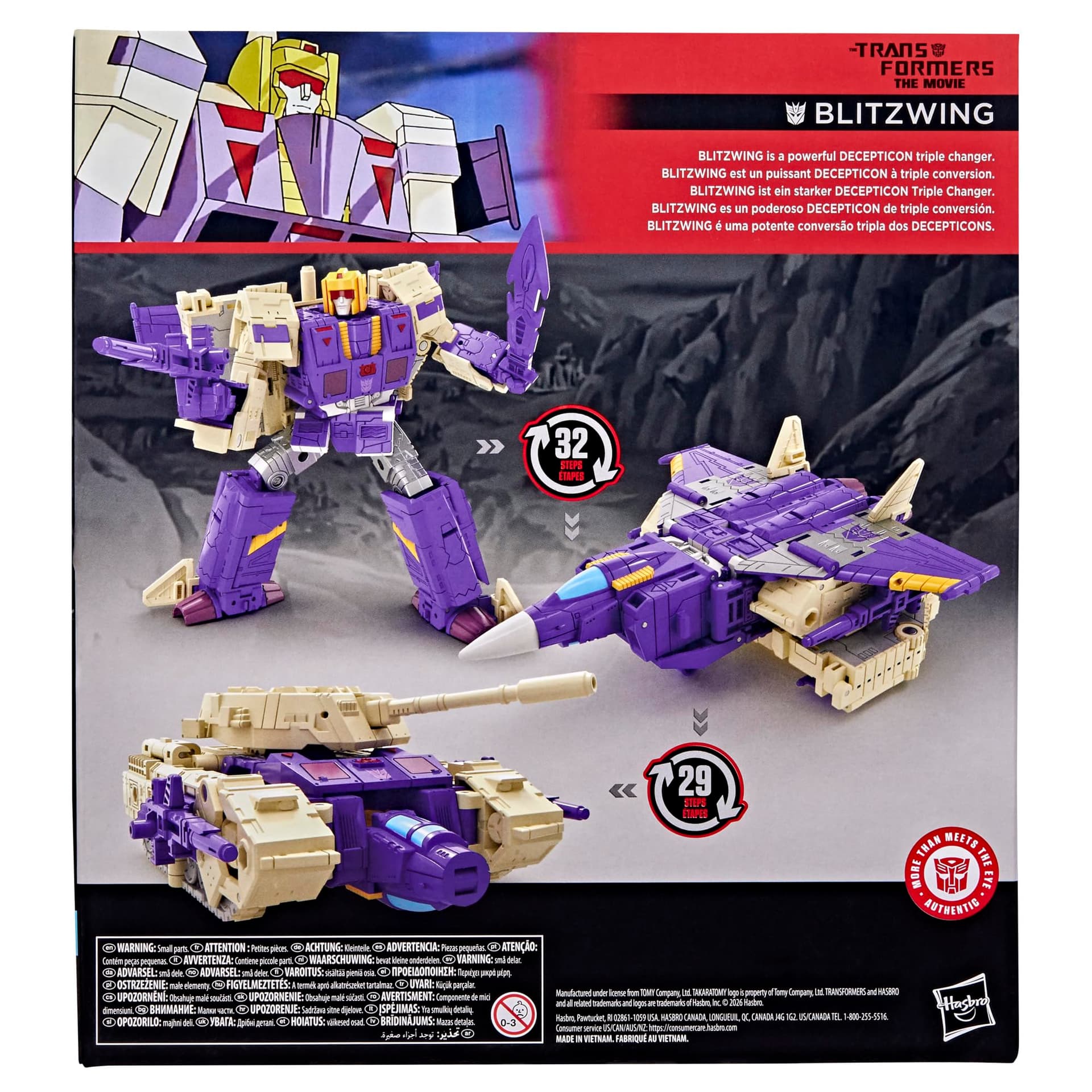 Transformers Studio Series The The Movie Blitzwing, Collectible 3-in-1 Converting 7-inch Leader Class Action Figure, 8+ thumbnail 9