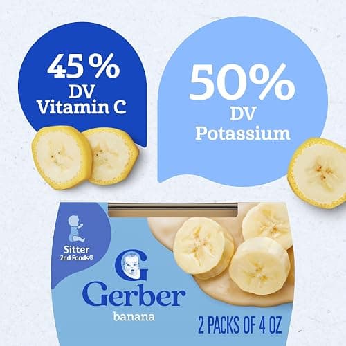 Gerber 2nd Food Baby Food Banana Puree, Natural & Non-GMO, 4 Ounce Tubs, 8 Ounce (Pack of 8) thumbnail 4