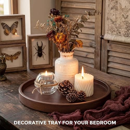 Round Bamboo Wooden Tray, 12 Inch thumbnail 4