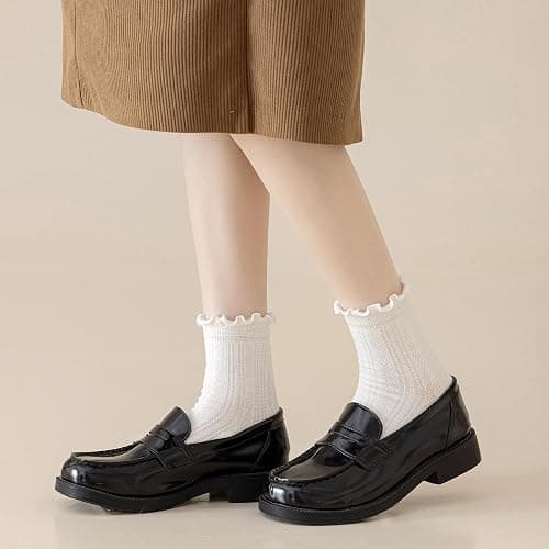 Mcool Mary Womens Crew Socks Ruffle Casual Cotton Frilly Breathable Cute Knit Lettuce Trim Dress Ankle Socks 6 Pack thumbnail 9
