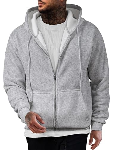JMIERR Mens Full Zip Casual Cotton Hooded Fleece Drawstring Hoodies Pullover Sweatshirts Casual Long Sleeve Shirts - Image 1