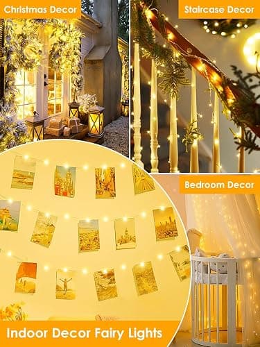 66Ft 200 LED Fairy Lights Plug in, Waterproof String Lights Outdoor & Indoor 8 Modes Christmas Light Bedroom Decor, Timer Twinkle Lights for Girl's Room Garden Party Christmas Decorations (Warm White) thumbnail 6
