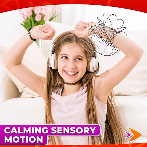 2 Pcs Flow Ring Spinner Ring Arm Toy - 5.1" Color - Changing Fidget Flow Toy with a Pleasant Smooth Surface, Compact & Portable Design - Entertaining Geometric Magic Bracelet with Soothing Effect thumbnail 6