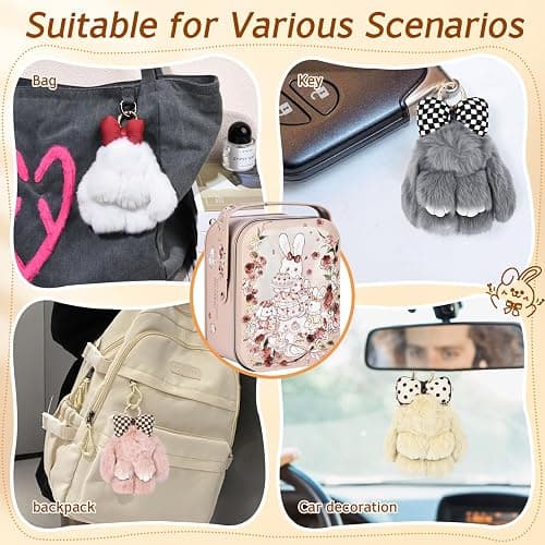 GlamSpark Bunny Keychain with Tin Box, Cute Keychain Gift, Soft Bunny Keychain Accessories for Women thumbnail 5