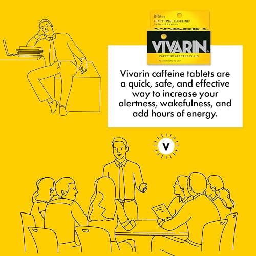 Vivarin, Caffeine Pills, 200mg Caffeine per Dose, Safely and Effectively Helps You Stay Awake, No Sugar, Calories or Hidden Ingredients, Energy Supplement, 40 Tablets thumbnail 6