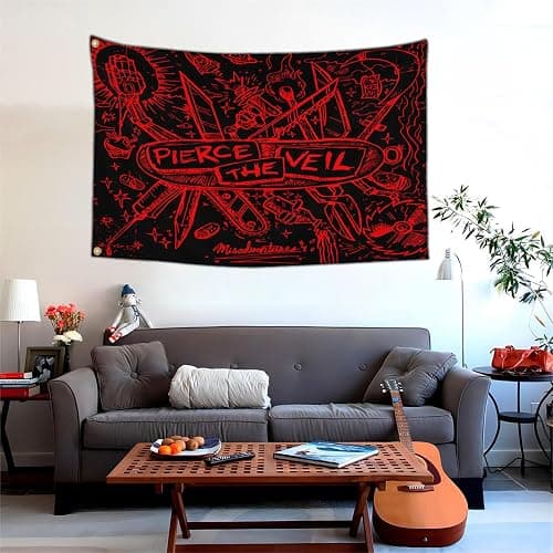 IOKEN Pierces the Veil Flag Tapestry Poster Banner 3x5 Ft Funny Flags for Teen Girls Room Bedroom College Dorm Meme Flags Man Cave Wall Art Decor Gifts thumbnail 6