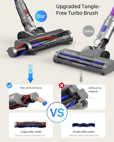 iXlion Cordless Vacuum Cleaner for Home - Powerful Stick Vacuum with HEPA Filter, 55-Min Runtime, LED Light, Anti-Tangle Brush, Detachable Battery,Lightweight Vacuum for Pet Hair,Carpets & Hard Floors thumbnail 4