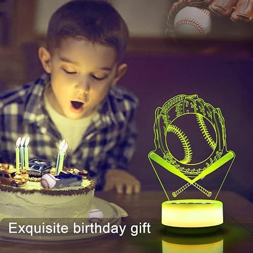 KYMELLIE Baseball Gifts Night Light for Kids-Sports Baseballs Decor Bedside Lamp for Baseball Fan, 14 Color with Remote Control/Buttons + Timer + Dim Function, Birthday Holiday Gift for Boys & Girls thumbnail 7