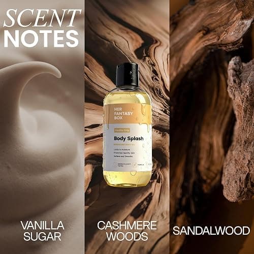 Her Fantasy Box | Body Splash Vanilla Drip Fragrance Oil – Warm Vanilla Sugar Scent with Creamy Cashmere & Sandalwood, Lightweight Hydrating Body Oil, Vegan & Cruelty Free thumbnail 5