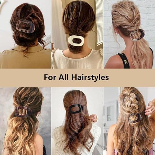 OWill 4 Stück Leopard Haarklammern für Damen,Flache Haarspangen,Haarspangen Damen Dünnes Haar,Haarklammer Gebogenes Design,Flat Claw Clip für Dünnes Haar und Dickes Haar thumbnail 6