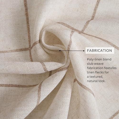 Elrene Home Fashions Brighton Windowpane Plaid Blackout Window Curtain, Living Room and Bedroom Drape with Rod Pocket Tabs, 52" x 84", Linen, 1 Panel thumbnail 4