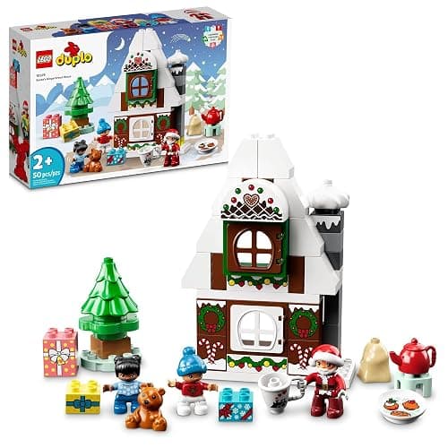 LEGO DUPLO Santa's Gingerbread House Building Set, Christmas Toy for 2 Year Old Boys and Girls, Includes Santa Claus Figure, Stocking Filler Idea, Great Gift for Toddlers, 10976 - Image 1