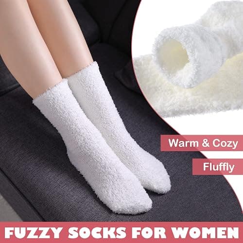 LINEMIN Womens Fuzzy Socks Cozy Fluffy Winter Warm Slipper Socks Microfiber Soft Home Sleeping Socks thumbnail 2