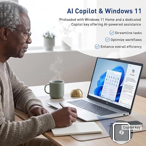 HP 17.3” Touchscreen Laptop w/Microsoft 365, 16GB RAM, 1TB SSD+128GB UFS | Webcam w/ shutter, Fingerprint Reader, Backlit Keyboard, Microsoft Copilot Key, Intel Quad-Core CPU, Win11, Blue thumbnail 9