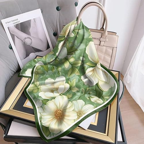 Deokke Scarf Silk Feeling Square Satin Headwear Wrap 27.5 Inches Bandana Aesthetic Trendy Cute Handbag Decoration Women Girls thumbnail 6