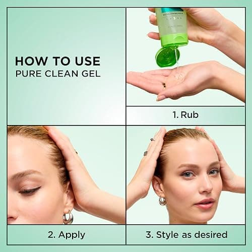 Garnier Fructis Pure Clean Styling Hair Gel, Extra Strong Hold for Up to 24HRs, Non-Flaking, Non-Sticky Formula with Aloe Extract, Made for All Hair Types, 6.8 fl oz (Packaging May Vary) thumbnail 5