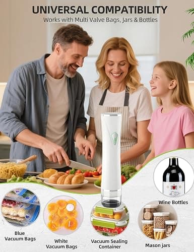 Vacuum Sealer Set (Vacuum Machine + 30 Reusable Vacuum Bags) Handheld Vacuum Sealer for Food, Portable Compact Food Sealer with Auto-Stop & Detachable Filter, 5X Freshness Lock thumbnail 7